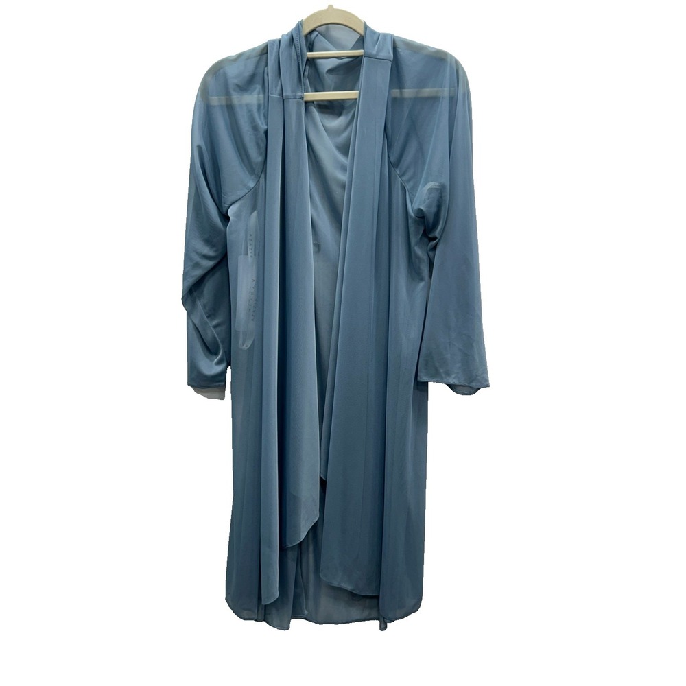 NWT Azazie Anne Overlay Robe Womens 24 Dusty Blue Sheer Layered Drape Elegant